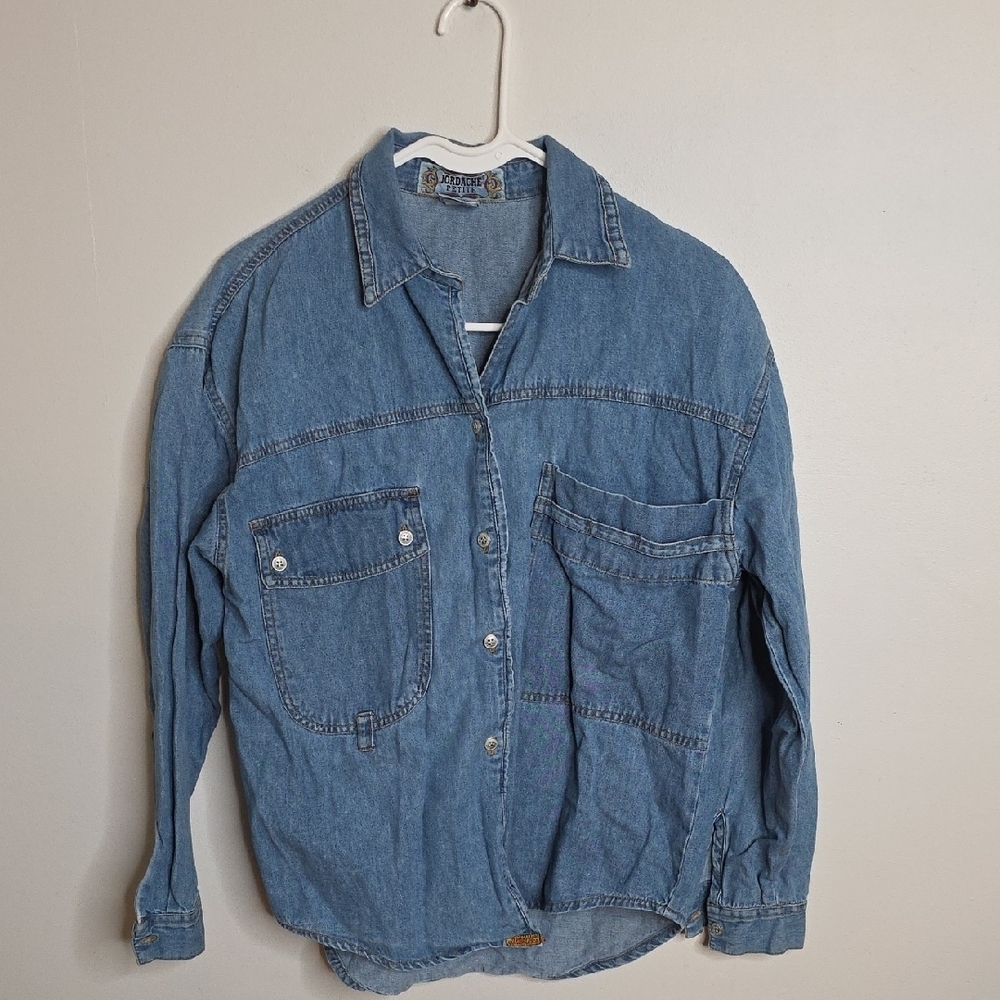 Jordache Denim Casual Blue Button Down Shirt